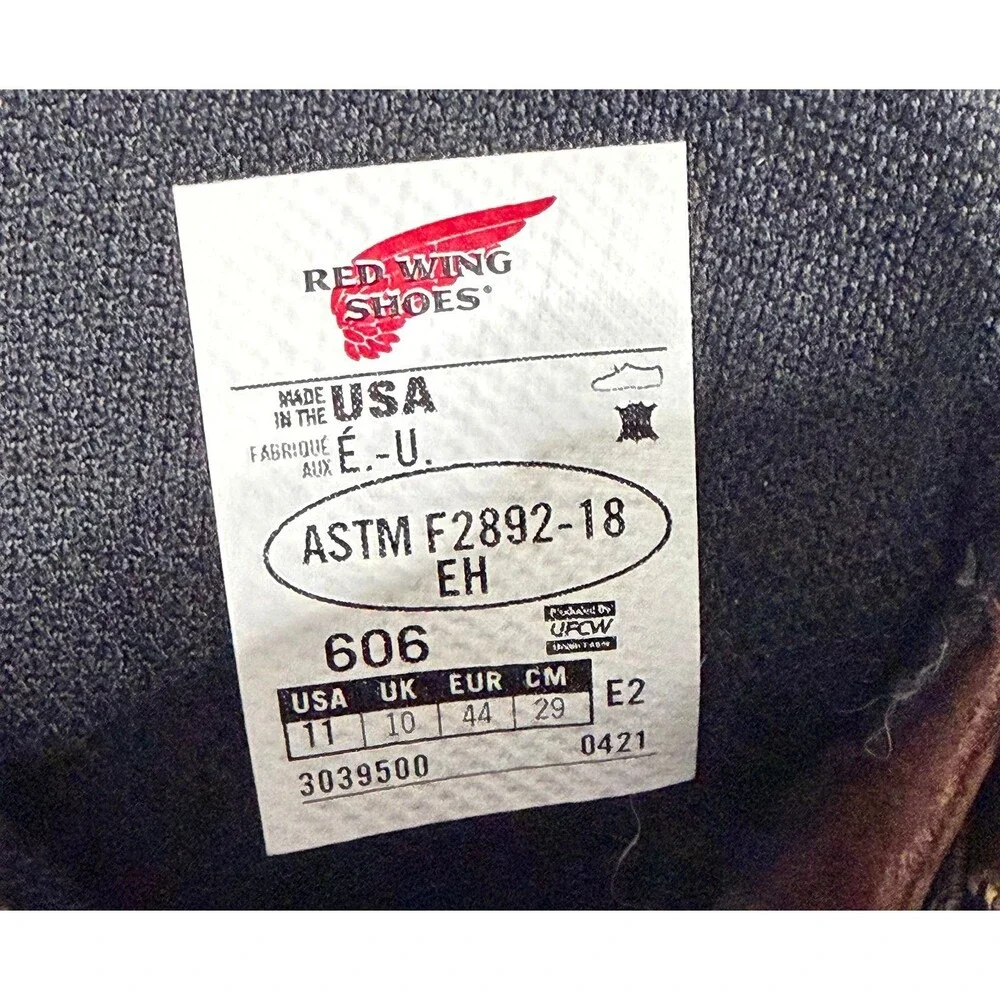 Red Wing 606 USA Union Made Men's Supersole 2.0 EH Soft Toe Work Boots Size 11